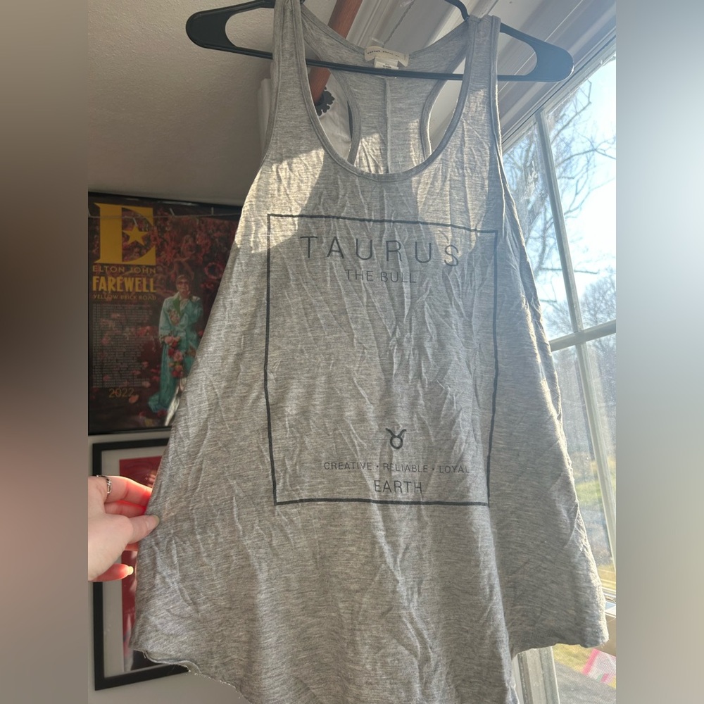 enough about me... Gray Taurus Graphic Racerback Tank